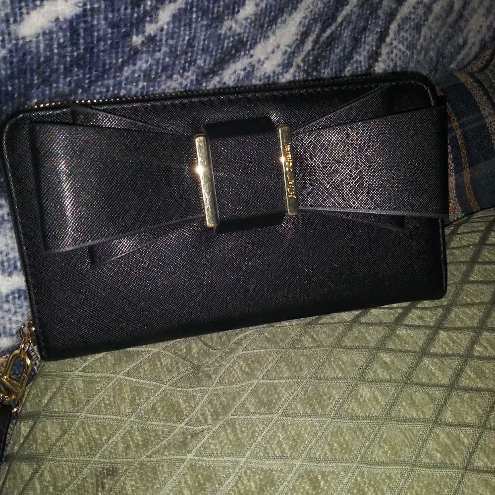 Betsy Johnson Black Leather Bow tie Zippy